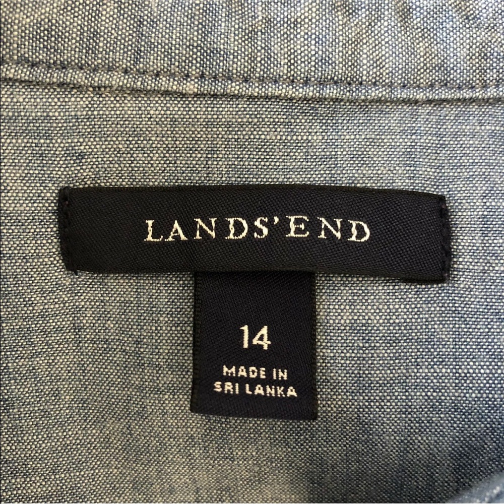 Lands End Blue Jean Denim Shirt Dress Light Wash - Picture 5 of 5
